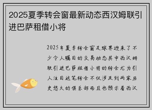 2025夏季转会窗最新动态西汉姆联引进巴萨租借小将